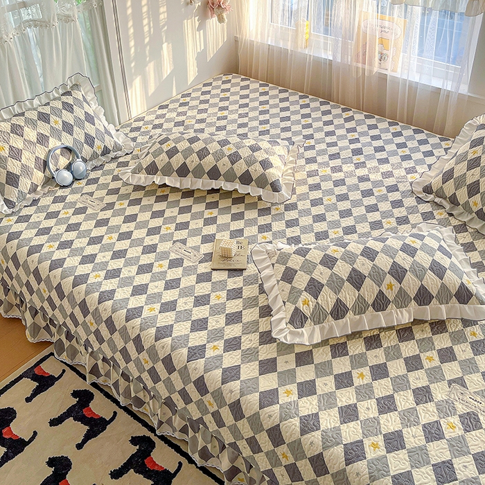 91家纺网 家纺一手货源 找家纺 羽爱 2025全棉印花A类榻榻米床盖菱形世界