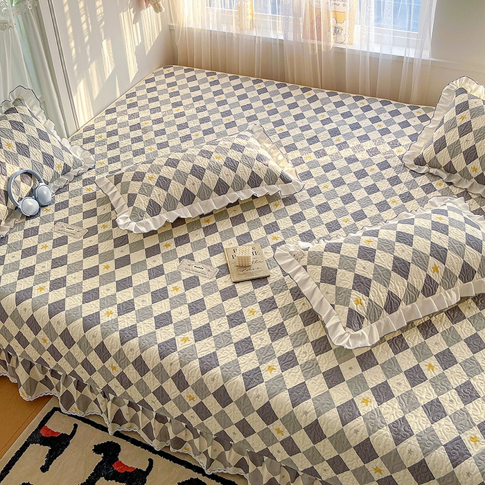 91家纺网 家纺一手货源 找家纺 羽爱 2025全棉印花A类榻榻米床盖菱形世界