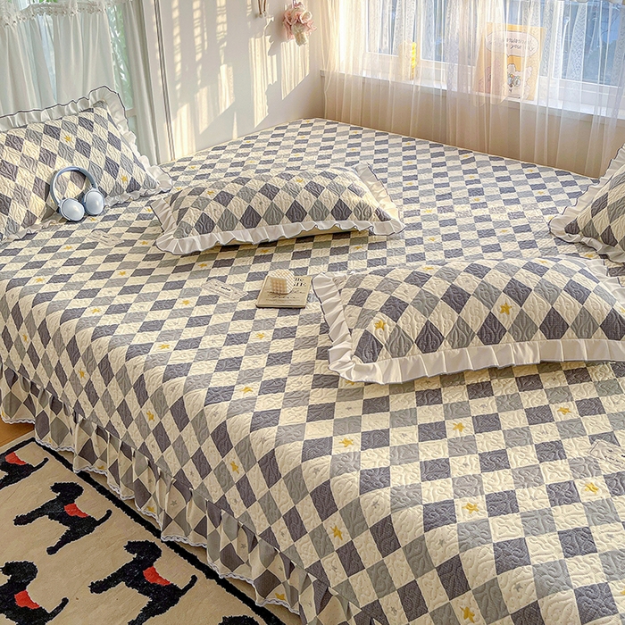 91家纺网 家纺一手货源 找家纺 羽爱 2025全棉印花A类榻榻米床盖菱形世界