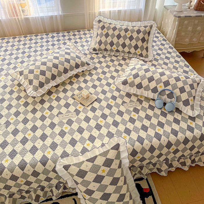 91家纺网 家纺一手货源 找家纺 羽爱 2025全棉印花A类榻榻米床盖菱形世界