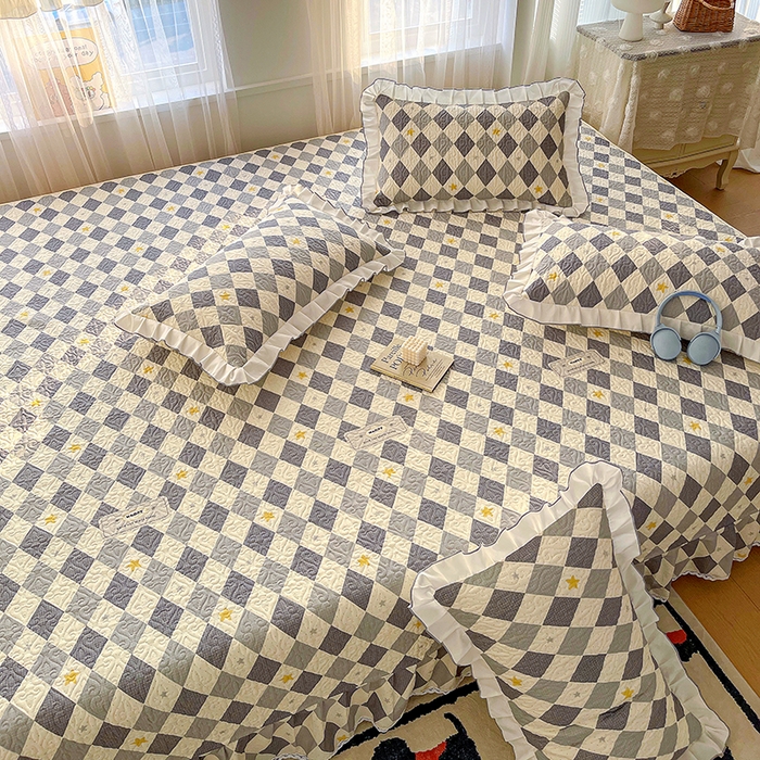 91家纺网 家纺一手货源 找家纺 羽爱 2025全棉印花A类榻榻米床盖菱形世界