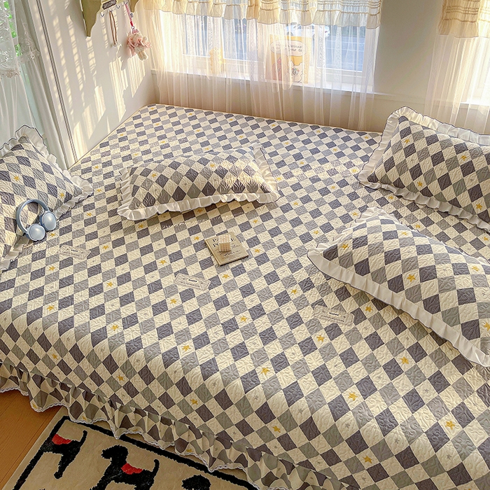 91家纺网 家纺一手货源 找家纺 羽爱 2025全棉印花A类榻榻米床盖菱形世界