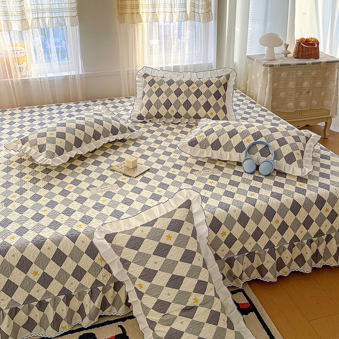 91家纺网 家纺一手货源 找家纺 羽爱 2025全棉印花A类榻榻米床盖菱形世界