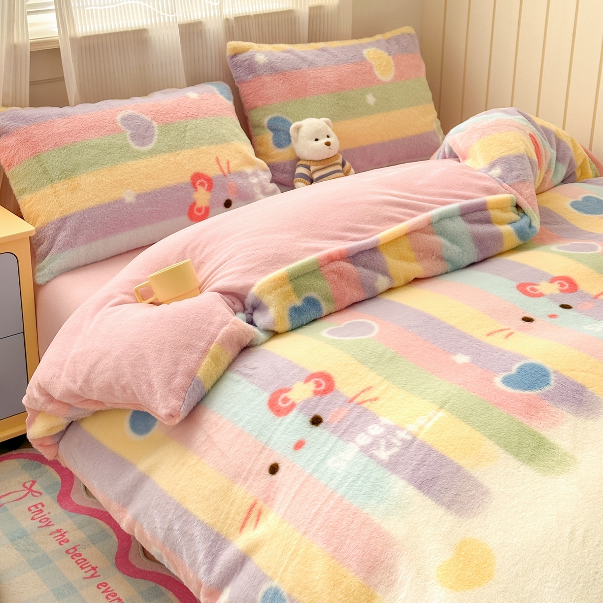 91家纺网 家纺一手货源 找家纺 （总）乐童家纺 2025新款高克重兔毛牛奶绒四件套