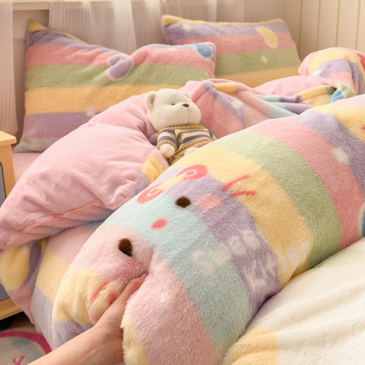 91家纺网 家纺一手货源 找家纺 （总）乐童家纺 2025新款高克重兔毛牛奶绒四件套