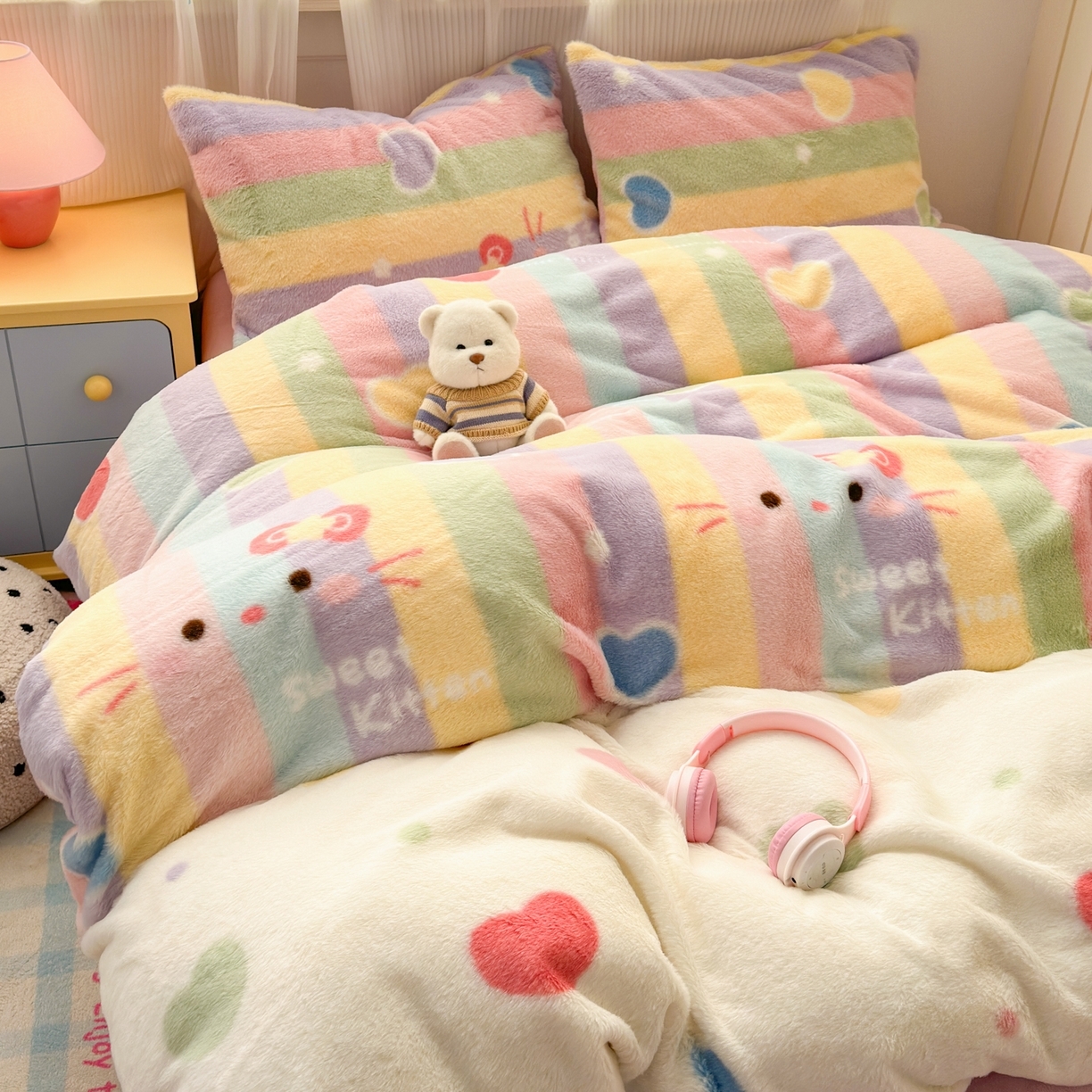 91家纺网 家纺一手货源 找家纺 （总）乐童家纺 2025新款高克重兔毛牛奶绒四件套