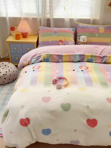 91家纺网 家纺一手货源 找家纺 （总）乐童家纺 2025新款高克重兔毛牛奶绒四件套