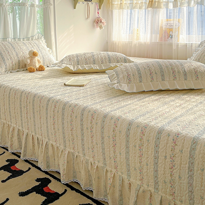 91家纺网 家纺一手货源 找家纺 羽爱 2025全棉印花A类榻榻米床盖轻悠花梦