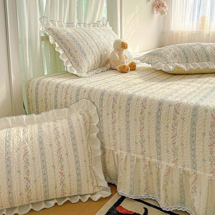 91家纺网 家纺一手货源 找家纺 羽爱 2025全棉印花A类榻榻米床盖轻悠花梦