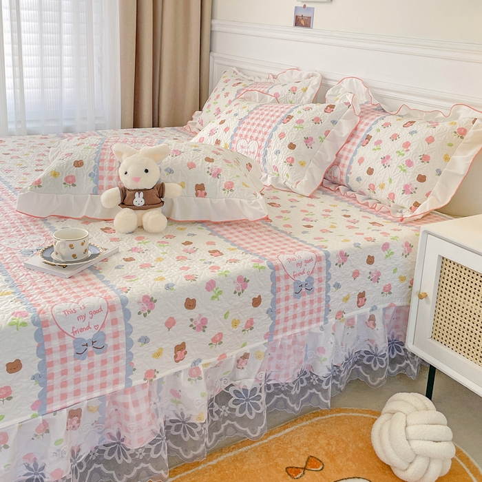 91家纺网 家纺一手货源 找家纺 羽爱 2025全棉印花A类榻榻米床盖情话微甜