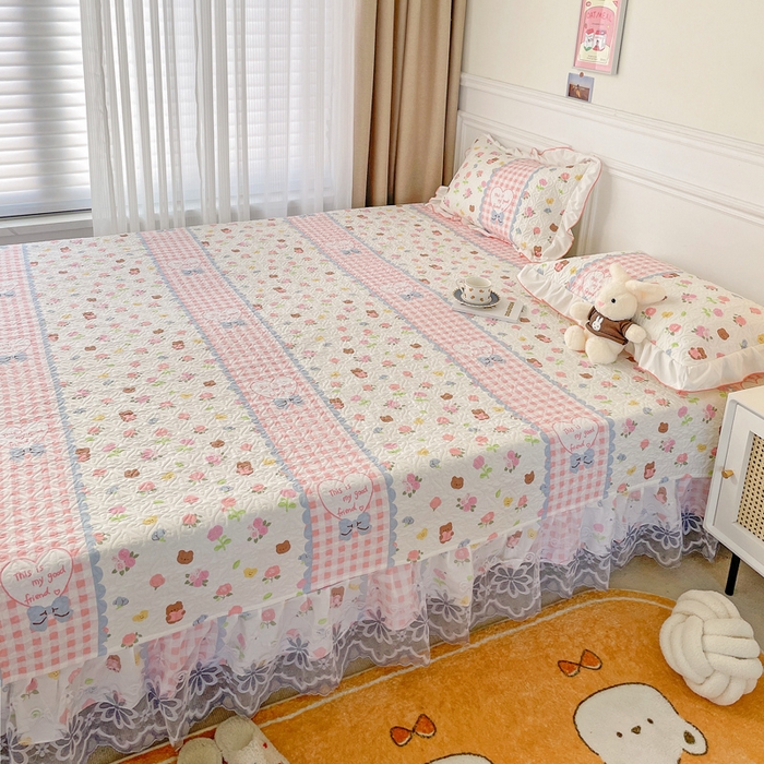 91家纺网 家纺一手货源 找家纺 羽爱 2025全棉印花A类榻榻米床盖情话微甜