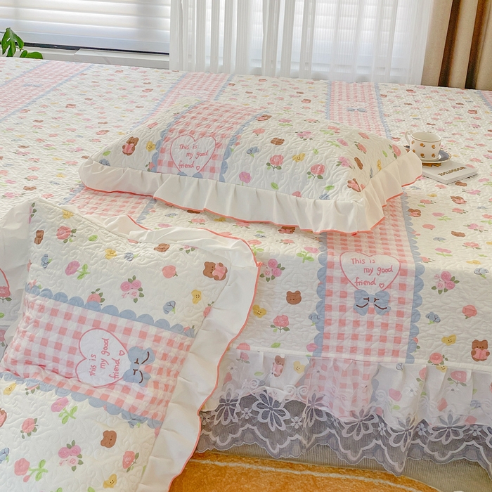 91家纺网 家纺一手货源 找家纺 羽爱 2025全棉印花A类榻榻米床盖情话微甜