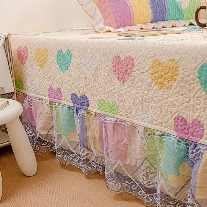 91家纺网 家纺一手货源 找家纺 羽爱 2025全棉印花A类榻榻米床盖小彩虹