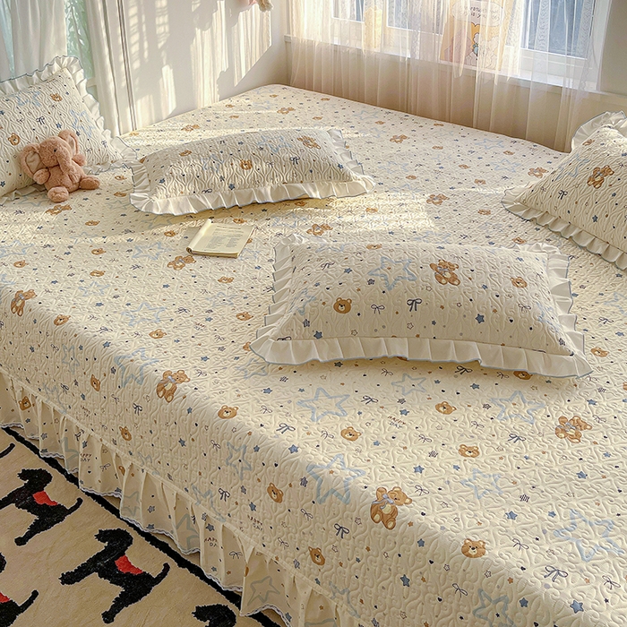 91家纺网 家纺一手货源 找家纺 羽爱 2025全棉印花A类榻榻米床盖星星熊