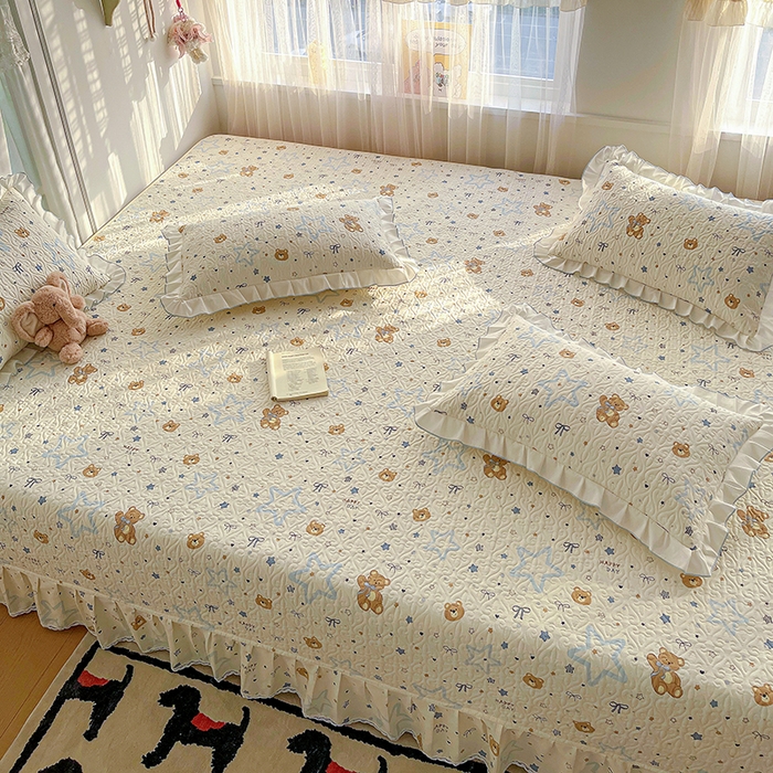 91家纺网 家纺一手货源 找家纺 羽爱 2025全棉印花A类榻榻米床盖星星熊