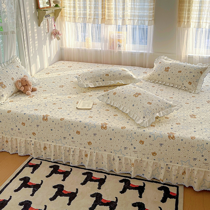 91家纺网 家纺一手货源 找家纺 羽爱 2025全棉印花A类榻榻米床盖星星熊