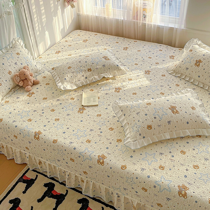 91家纺网 家纺一手货源 找家纺 羽爱 2025全棉印花A类榻榻米床盖星星熊