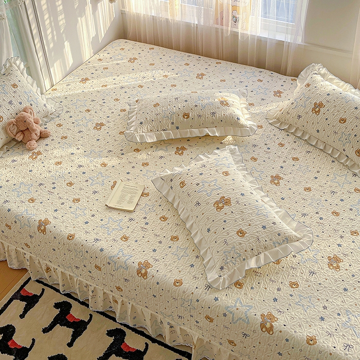 91家纺网 家纺一手货源 找家纺 羽爱 2025全棉印花A类榻榻米床盖星星熊