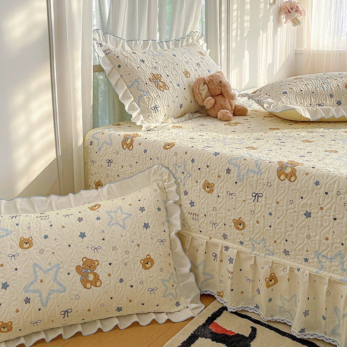 91家纺网 家纺一手货源 找家纺 羽爱 2025全棉印花A类榻榻米床盖星星熊