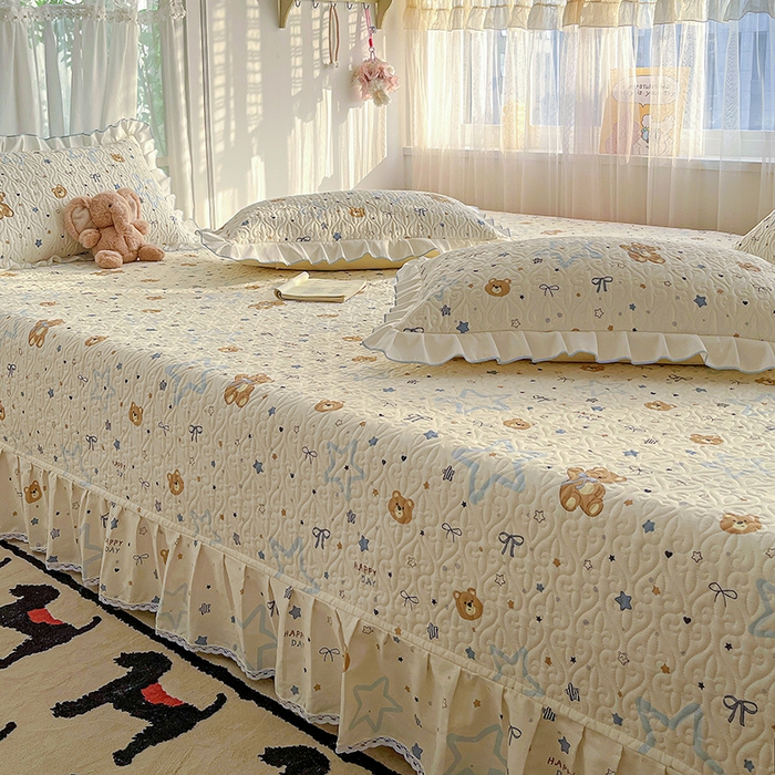 91家纺网 家纺一手货源 找家纺 羽爱 2025全棉印花A类榻榻米床盖星星熊