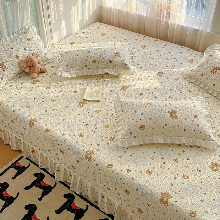 91家纺网 家纺一手货源 找家纺 羽爱 2025全棉印花A类榻榻米床盖星星熊