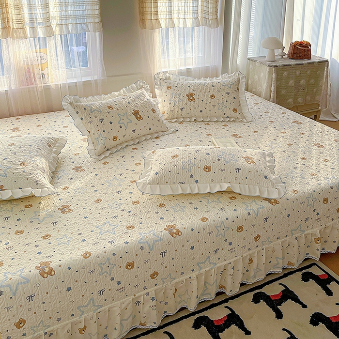 91家纺网 家纺一手货源 找家纺 羽爱 2025全棉印花A类榻榻米床盖星星熊
