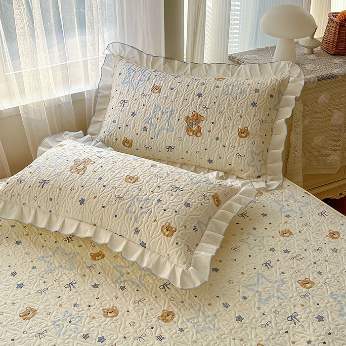 91家纺网 家纺一手货源 找家纺 羽爱 2025全棉印花A类榻榻米床盖星星熊