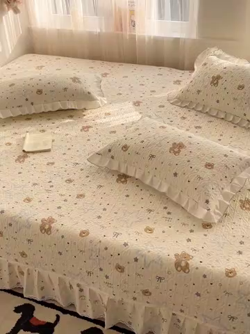 91家纺网 家纺一手货源 找家纺 羽爱 2025全棉印花A类榻榻米床盖星星熊