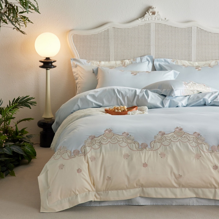 91家纺网 家纺一手货源 找家纺 （总）咏绒家纺工厂店 2025新款100支澳棉长绒棉纯棉CR工艺极简轻奢刺绣四件套-南法玫瑰系列