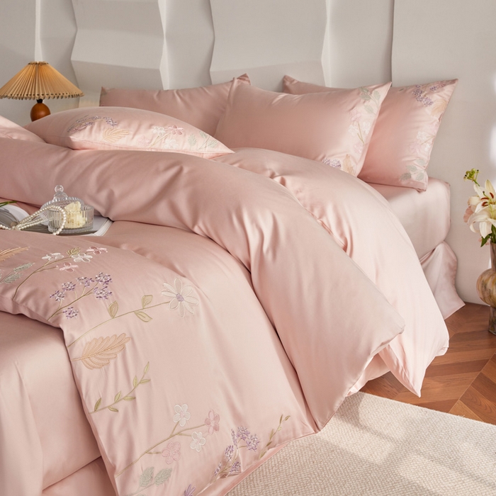 91家纺网 家纺一手货源 找家纺 （总）咏绒家纺工厂店 2025新款100支长绒棉纯棉四件套-花草自春风系列