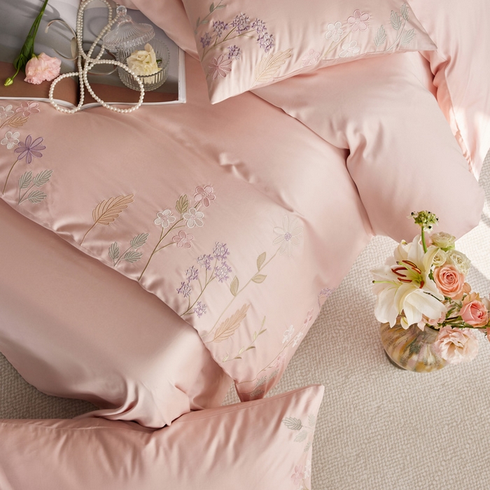 91家纺网 家纺一手货源 找家纺 （总）咏绒家纺工厂店 2025新款100支长绒棉纯棉四件套-花草自春风系列