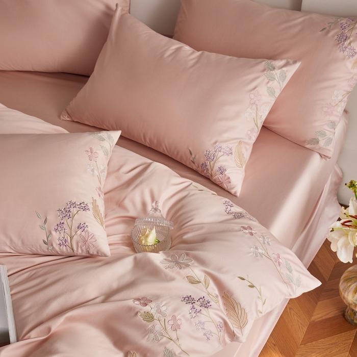 91家纺网 家纺一手货源 找家纺 （总）咏绒家纺工厂店 2025新款100支长绒棉纯棉四件套-花草自春风系列