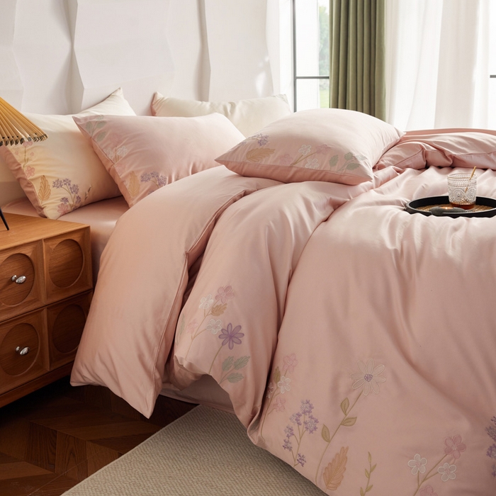 91家纺网 家纺一手货源 找家纺 （总）咏绒家纺工厂店 2025新款100支长绒棉纯棉四件套-花草自春风系列