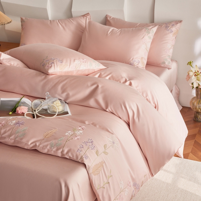 咏绒家纺工厂店 2025新款100支长绒棉纯棉四件套-花草自春风系列 柏林少女