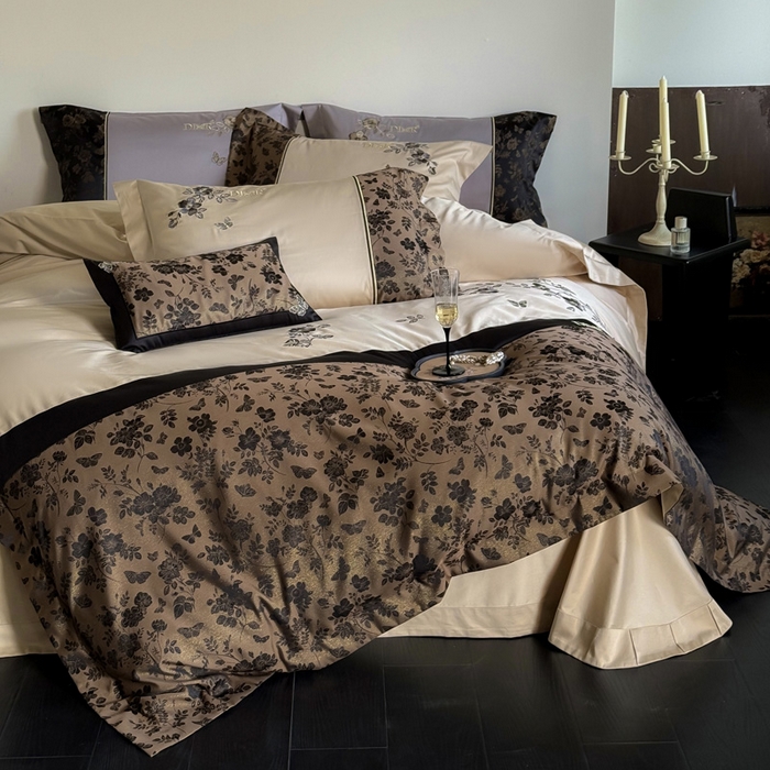 91家纺网 家纺一手货源 找家纺 （总）咏绒家纺工厂店 2025新款高精密提花100支PRO长绒棉纯棉四件套-伊莎贝尔系列