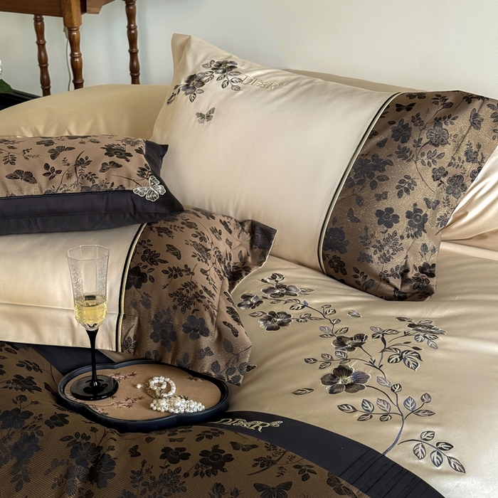 91家纺网 家纺一手货源 找家纺 咏绒家纺工厂店 2025新款高精密提花100支PRO长绒棉纯棉四件套-伊莎贝尔系列 伊莎贝尔-奶茶棕