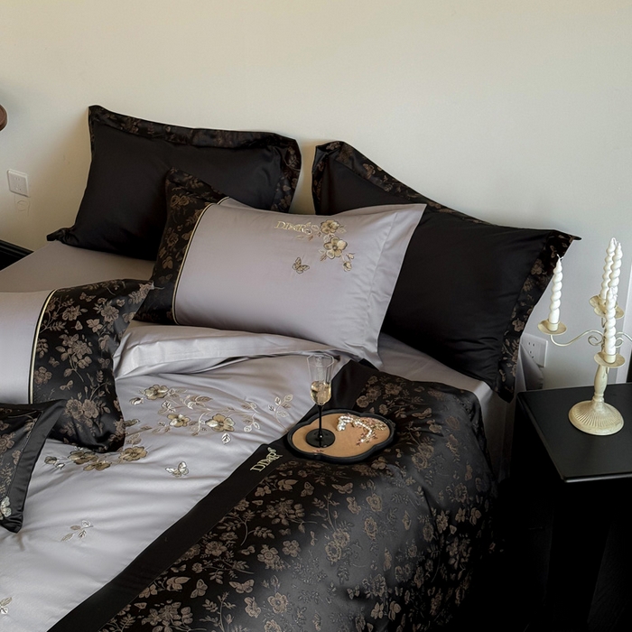 91家纺网 家纺一手货源 找家纺 咏绒家纺工厂店 2025新款高精密提花100支PRO长绒棉纯棉四件套-伊莎贝尔系列 伊莎贝尔-气质灰