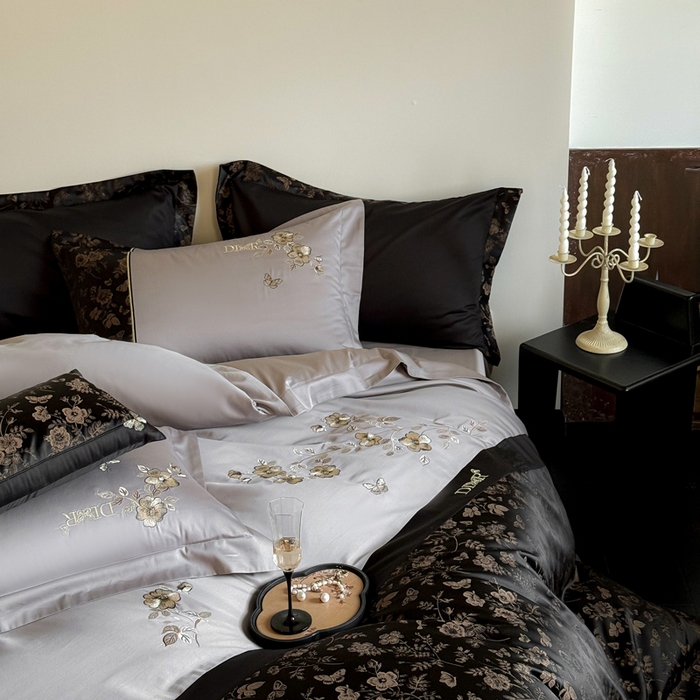 91家纺网 家纺一手货源 找家纺 咏绒家纺工厂店 2025新款高精密提花100支PRO长绒棉纯棉四件套-伊莎贝尔系列 伊莎贝尔-气质灰