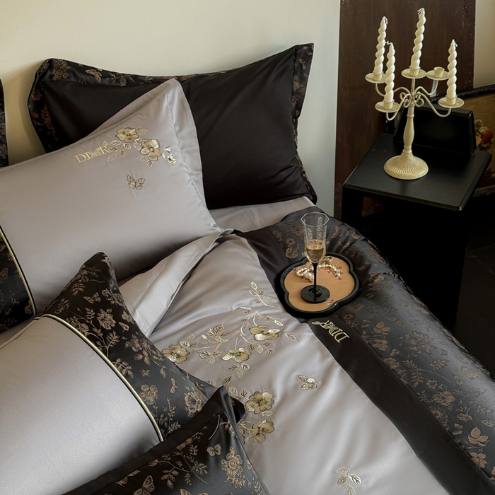 91家纺网 家纺一手货源 找家纺 咏绒家纺工厂店 2025新款高精密提花100支PRO长绒棉纯棉四件套-伊莎贝尔系列 伊莎贝尔-气质灰