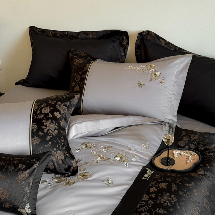 91家纺网 家纺一手货源 找家纺 咏绒家纺工厂店 2025新款高精密提花100支PRO长绒棉纯棉四件套-伊莎贝尔系列 伊莎贝尔-气质灰