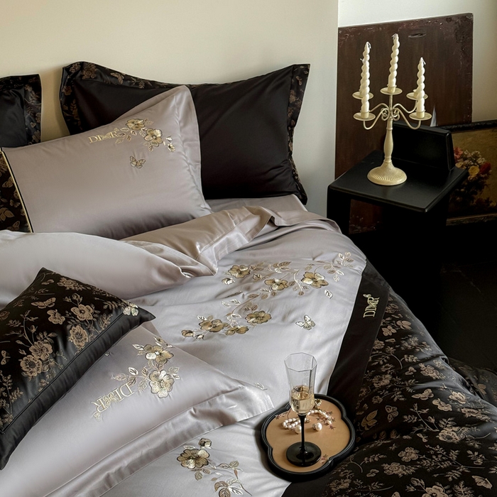 91家纺网 家纺一手货源 找家纺 咏绒家纺工厂店 2025新款高精密提花100支PRO长绒棉纯棉四件套-伊莎贝尔系列 伊莎贝尔-气质灰