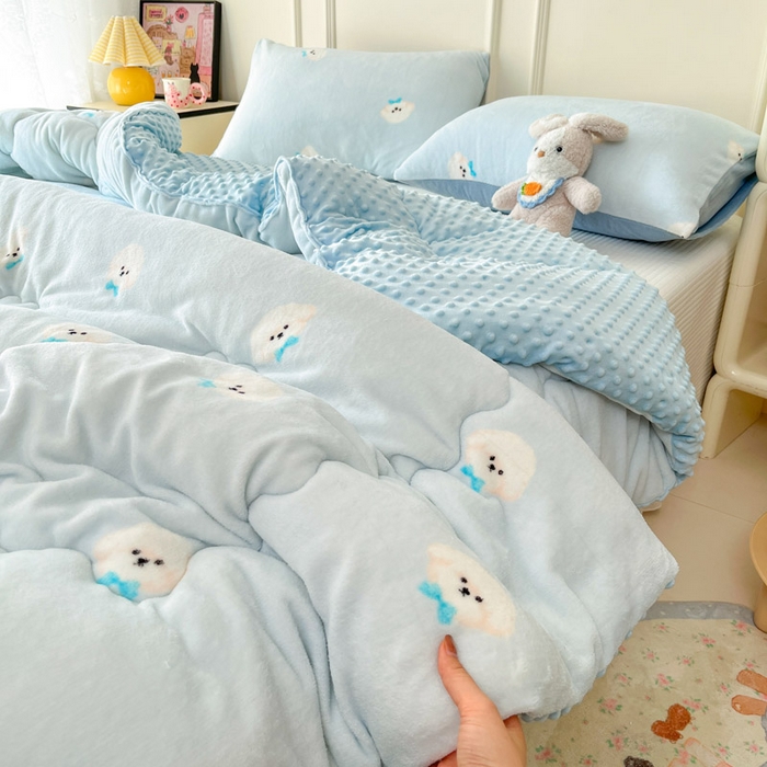 91家纺网 家纺一手货源 找家纺 （总）贝扬思家纺 2025新款卡通牛奶绒豆豆绒抗菌被冬被被子被芯-奶豆