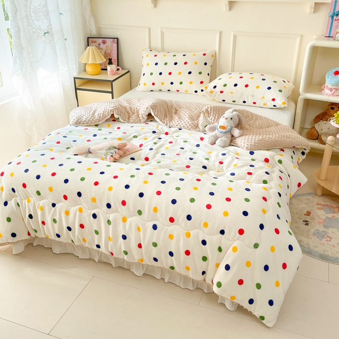 91家纺网 家纺一手货源 找家纺 贝扬思家纺 2025新款卡通牛奶绒豆豆绒抗菌被冬被被子被芯-奶豆 奶豆-彩珍珠