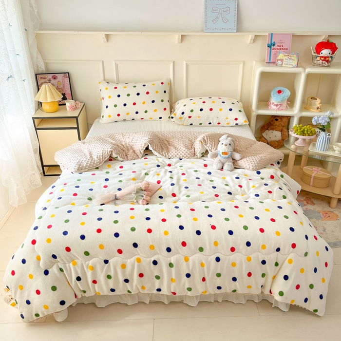 91家纺网 家纺一手货源 找家纺 贝扬思家纺 2025新款卡通牛奶绒豆豆绒抗菌被冬被被子被芯-奶豆 奶豆-彩珍珠