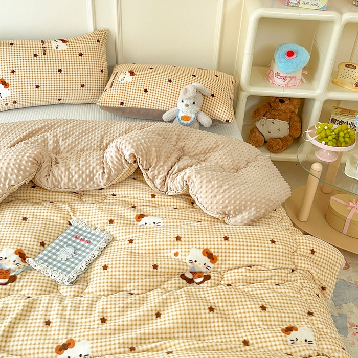 91家纺网 家纺一手货源 找家纺 贝扬思家纺 2025新款卡通牛奶绒豆豆绒抗菌被冬被被子被芯-奶豆 奶豆-可可猫星