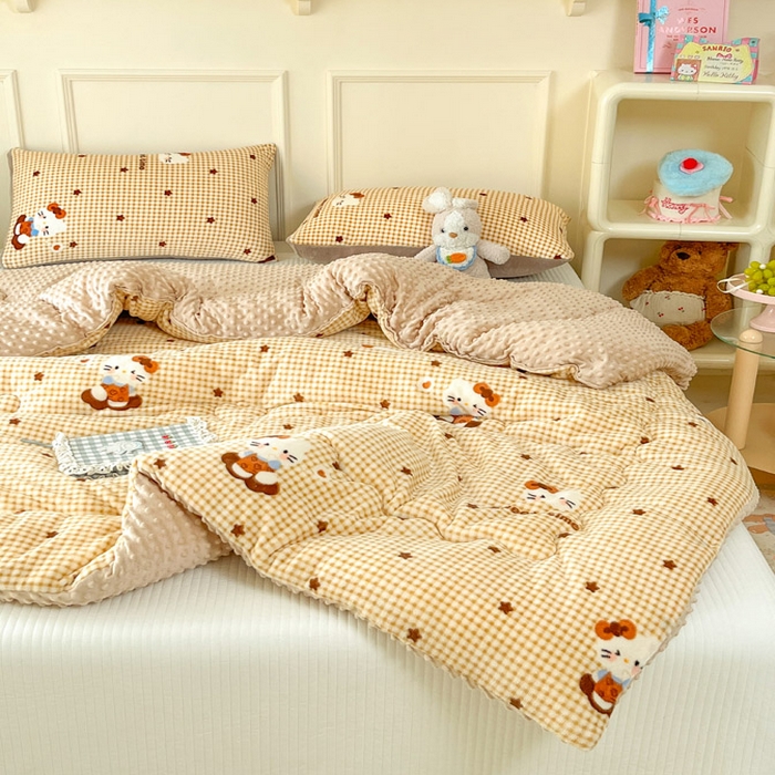 91家纺网 家纺一手货源 找家纺 贝扬思家纺 2025新款卡通牛奶绒豆豆绒抗菌被冬被被子被芯-奶豆 奶豆-可可猫星