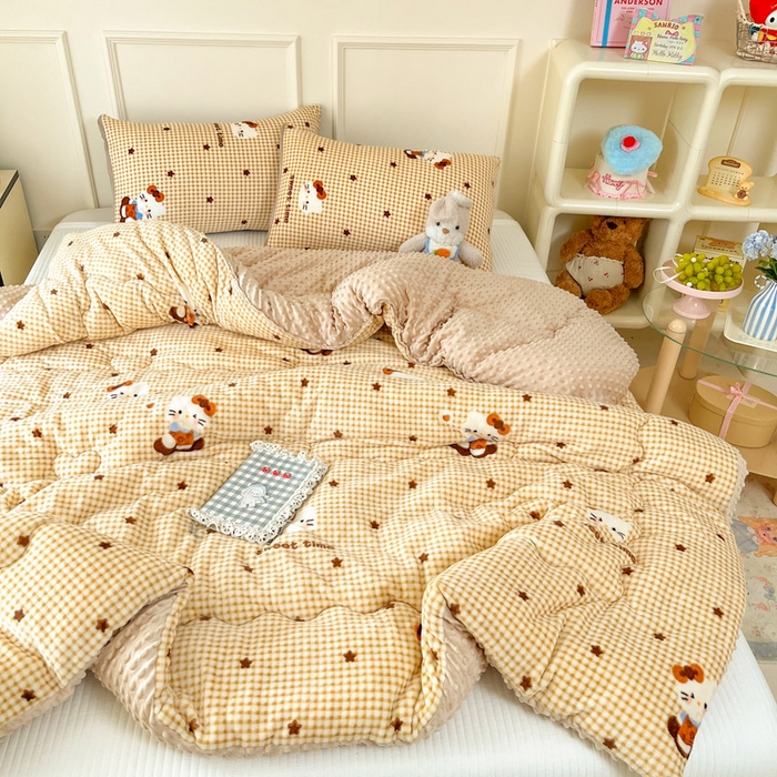 91家纺网 家纺一手货源 找家纺 贝扬思家纺 2025新款卡通牛奶绒豆豆绒抗菌被冬被被子被芯-奶豆 奶豆-可可猫星