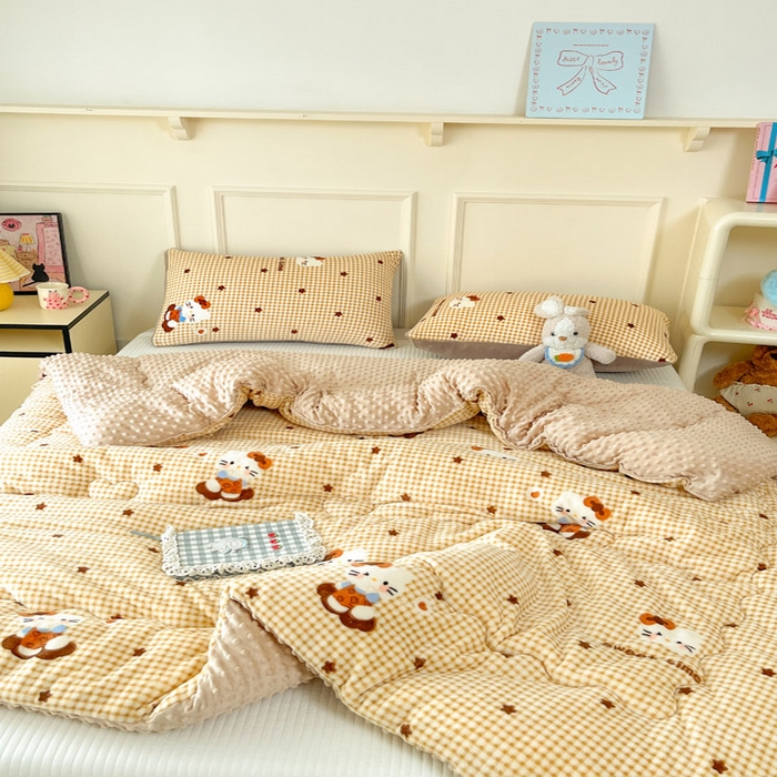 91家纺网 家纺一手货源 找家纺 贝扬思家纺 2025新款卡通牛奶绒豆豆绒抗菌被冬被被子被芯-奶豆 奶豆-可可猫星