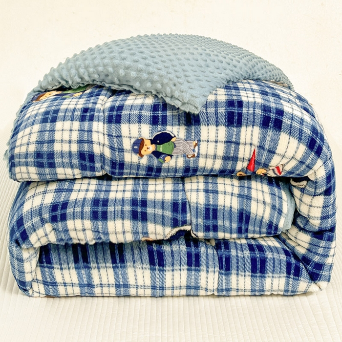 贝扬思家纺 2025新款卡通牛奶绒豆豆绒抗菌被冬被被子被芯-奶豆 奶豆-蓝格英伦熊