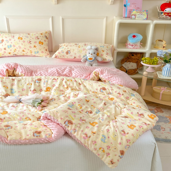 91家纺网 家纺一手货源 找家纺 贝扬思家纺 2025新款卡通牛奶绒豆豆绒抗菌被冬被被子被芯-奶豆 奶豆-卖萌修狗